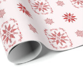 Red Framed Ornamental Snowflake Cadeaupapier (Rol Hoek)