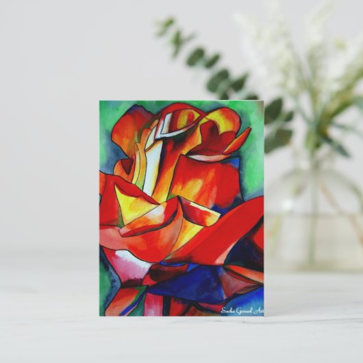 Red France Libre roos waterverf art. Briefkaart (Staand voorkant)