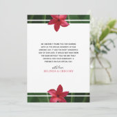 Red Frangipani Plumeria Wedding Bedankt (Staand voorkant)