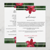 Red Frangipani Plumeria Wedding Welkomstreisroute Programma (Voorkant / Achterkant)