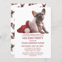 Red French Bulldog Santa Hat Corporate Holiday