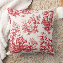 Red French Country Toile Kussen