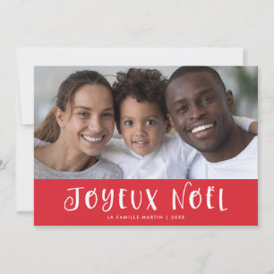 Red French Joyeux Noel met Foto Feestdagenkaart