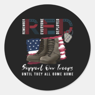 Red Friday Military We Draag Red Support Onze troe Ronde Sticker