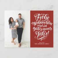 Red Frohe Weihnachten Calligrafie Foto