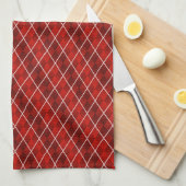 Red Frosted Argyle Theedoek (Quarter Fold)
