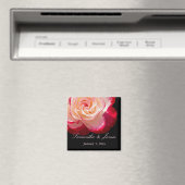 Red Frosted White Rose Personal Wedding Magneet (Insitu (Vaatwasser))