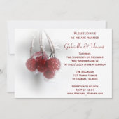 Red Frosty Berries Winter Wedding Invitation Kaart (Voorkant)