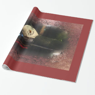 Red Frosty S'mores Snowman Cadeaupapier