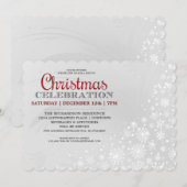 Red Frosty Snowflakes-kerstfeest Kaart (Voorkant / Achterkant)