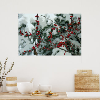 Red Frozen Berries Winterseizoen Poster Wall Art