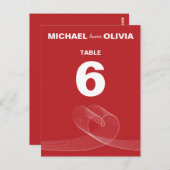 Red Fun Loopy Lines Simple Table Number Card Briefkaart (Voorkant / Achterkant)