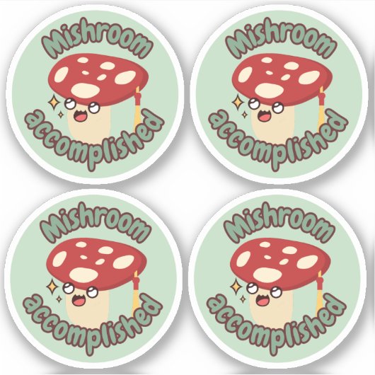 Red Fun Mushroom Grad- Pack de 4 Sticker (Devant)