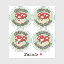 Red Fun Mushroom Grad- Pack de 4 Sticker