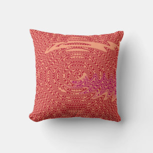 Red Funky Wave Retro Art Design Coussin Abstrait