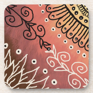 Red Funny Art Pattern Bier Onderzetter