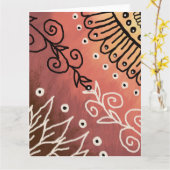 Red Funny Art Pattern Kaart (Gele Bloem)