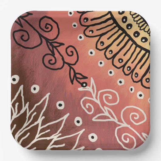 Red Funny Art Pattern Papieren Bordje (Voorkant)