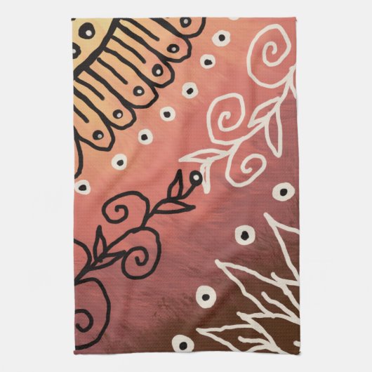 Red Funny Art Pattern Theedoek (Verticaal)