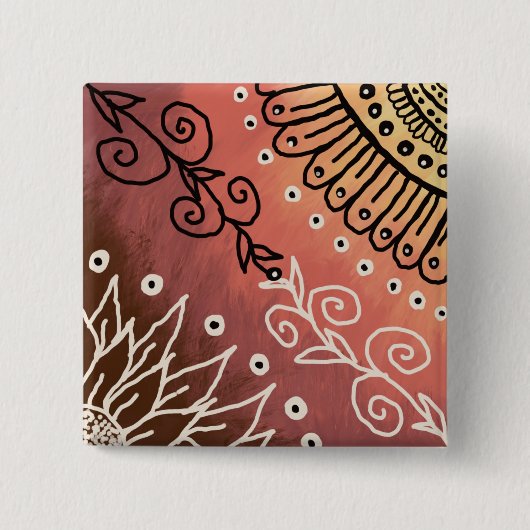 Red Funny Art Pattern Vierkante Button 5,1 Cm (Voorkant)
