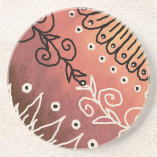 Red Funny Art Pattern Zandsteen Onderzetter