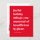 Red Funny Joyful Tiding Christmas Holiday Briefkaa Feestdagenkaart (Voorkant / Achterkant)