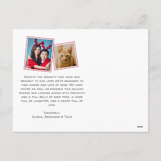 Red Funny Joyful Tip Christmas Holiday Carte posta (Dos)