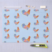 Red Funny Rooster Cocrek Blue and White Spots Tissuepapier (Craft)