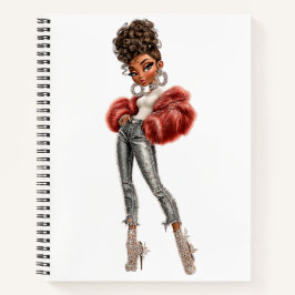 Red Fur Glam Girl Spiral Notebook Notitieboek