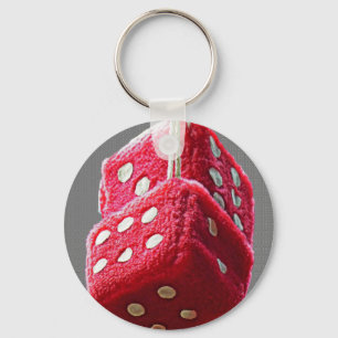 Red Fuzzy Dice Sleutelhanger