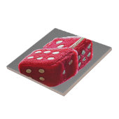 Red Fuzzy Dice Tegeltje (Zijkant)
