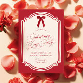 Red Galentine's Day Party Invitation with Bow