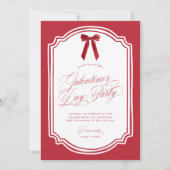 Red Galentine's Day Party Invitation with Bow (Devant)