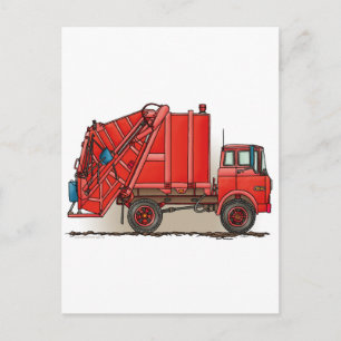 Red Garbage Truck Briefkaart