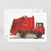 Red Garbage Truck Briefkaart (Voorkant / Achterkant)