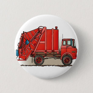 Red Garbage Truck Ronde Button 5,7 Cm