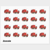 Red Garbage Truck Ronde Sticker (Vel)