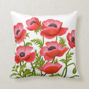 Red Garden Poppy Flowers American MoJo Pillow Kussen