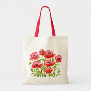 Red Garden Poppy Flowers Bag Tote Bag