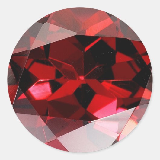 Red Garnet Gemstone Janustone Birthstone Ronde Sticker (Voorkant)