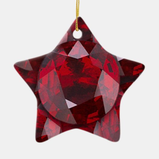 RED GARNET PARELTJES JANUARY BIRTHSTONE KERAMISCH ORNAMENT (Voorkant)