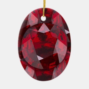 RED GARNET PARELTJES JANUARY BIRTHSTONE KERAMISCH ORNAMENT
