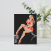 Red Garter Pin Up Briefkaart (Staand voorkant)