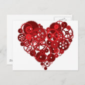 Red Gears Heart Briefkaart (Voorkant / Achterkant)