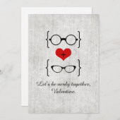 Red Geeky Glasses Valentijnsdag Flat Kaart (Voorkant / Achterkant)