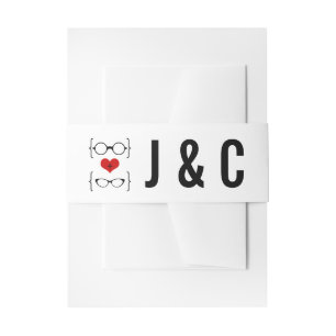 Red Geeky Glasses Wedding Belly Bands Uitnodigingen Wikkel