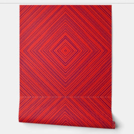 Red Geometric Diamond Pattern Behang