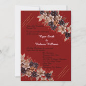 Red Geometric Floral Wedding Invitation (Devant)