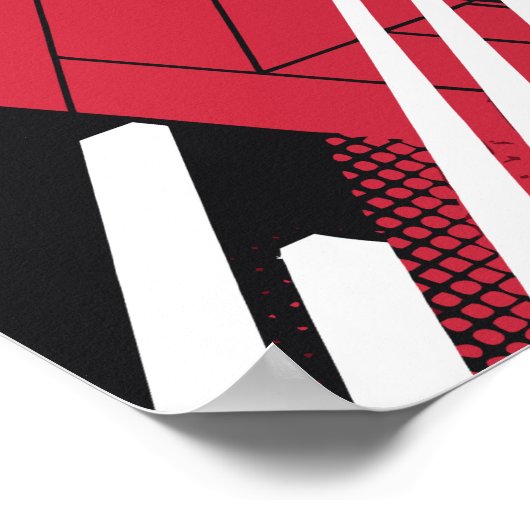 Red Geometric Structure with Shaded Depth Poster (Hoek)