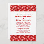 Red Geometric Triangles Wedding Invite Kaart (Voorkant / Achterkant)